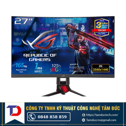 Màn hình máy tính Cong ROG Strix Gaming LCD ASUS XG27WQ 272K 2560x1440| VA| 165Hz| 1ms