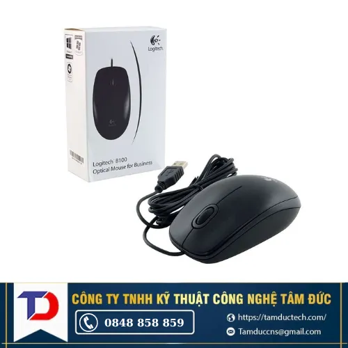 Chuột máy tính Logitech B100 (Có dây - Kết nối USB)