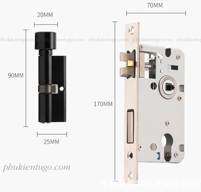 Thông số kỹ thuật ổ khóa khóa cửa màu đen Thông số kỹ thuật ổ khóa khóa cửa màu đen