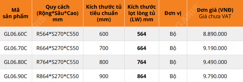 Bảng giá giá nâng hạ GL06.C Bảng giá giá nâng hạ GL06.C