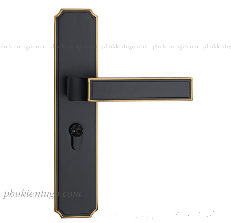 Khóa cửa màu đen viền vàng 7828 có thiết kế sang trọng và tinh tế Khóa cửa màu đen viền vàng 7828 có thiết kế sang trọng và tinh tế