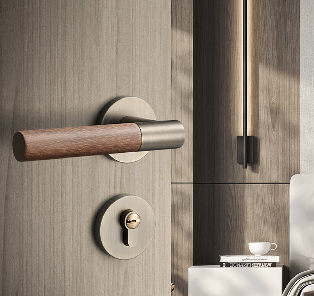 Khóa gạt tay gỗ tròn cao cấp. Khóa gạt tay gỗ tròn cao cấp.