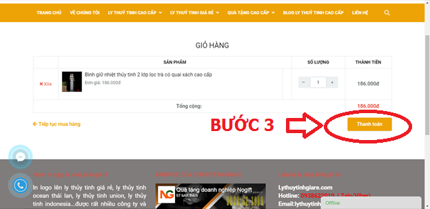 Ly thủy tinh thanh toán đặt hàng Ly thủy tinh thanh toán đặt hàng