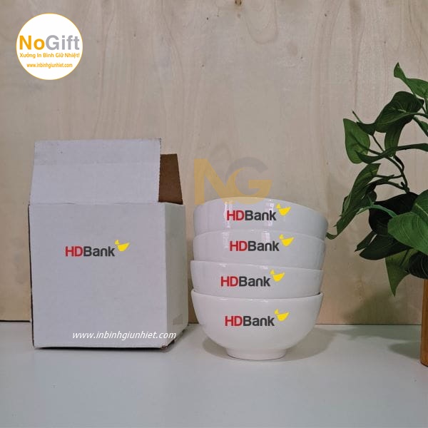 bộ 4 chén sứ in logo ngân hàng HD bank bộ 4 chén sứ in logo ngân hàng HD bank