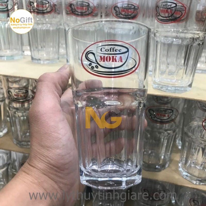 In logo trên ly thủy tinh In logo trên ly thủy tinh