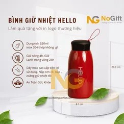 Bình giữ nhiệt in logo hello 520ml