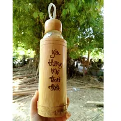 Bình uống nước bằng tre khắc lazer