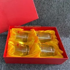 Bộ 4 ly thủy tinh lùn in logo thương hiệu