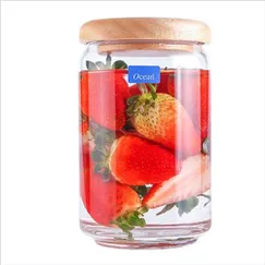 Hũ thủy tinh nắp gỗ B02523