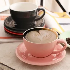 Tách  sứ cappuccino 220ml màu hồng