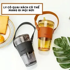 Ly thủy tinh giữ nhiệt quai xách 450ml