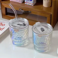 Ly thủy tinh giữ nhiệt màu cầu vòng