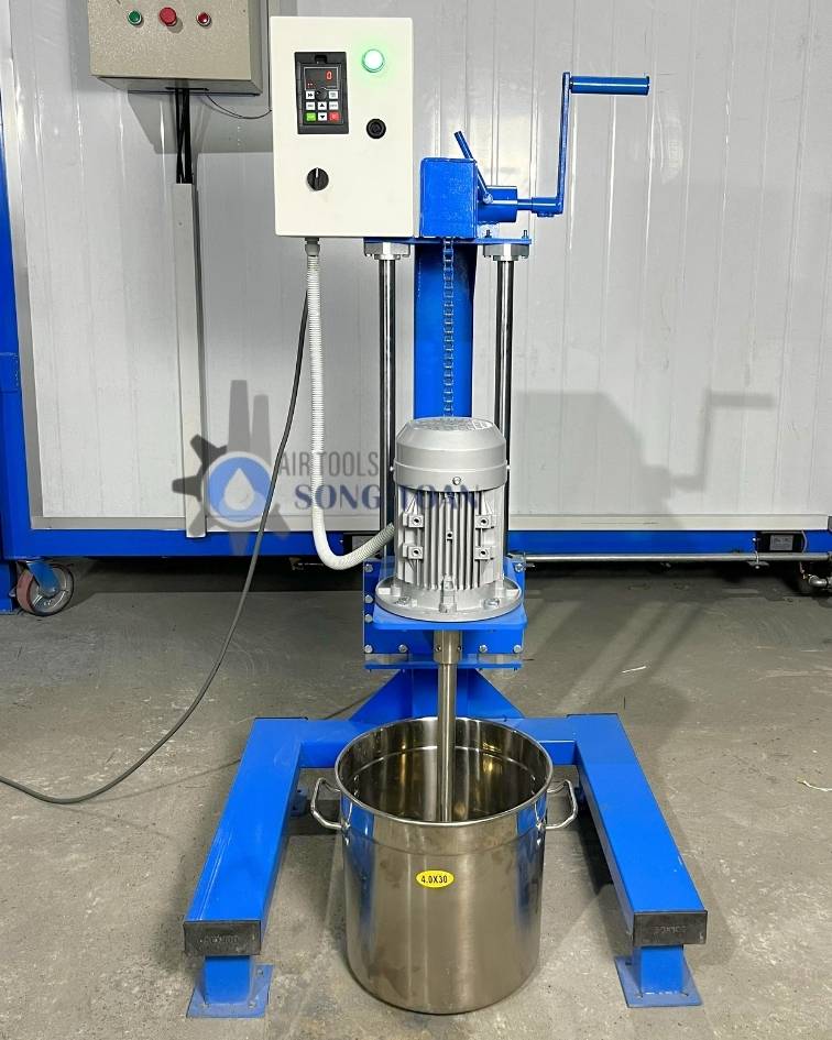 Máy khuấy hóa chất 30L nâng hạ tay quay bằng ròng rọc