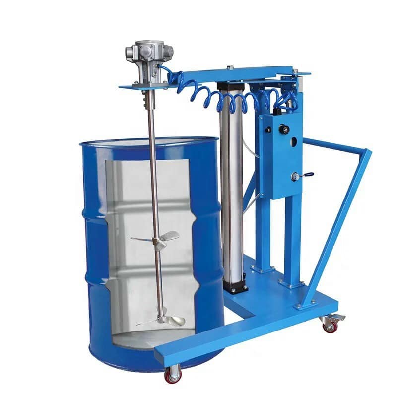 Máy Khuấy Hóa Chất Dùng Hơi Nâng Hạ Thùng 200 lít