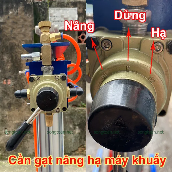 Máy Khuấy Nâng Hạ Tự Động Lô Miệng Thùng Motor 5 Piston