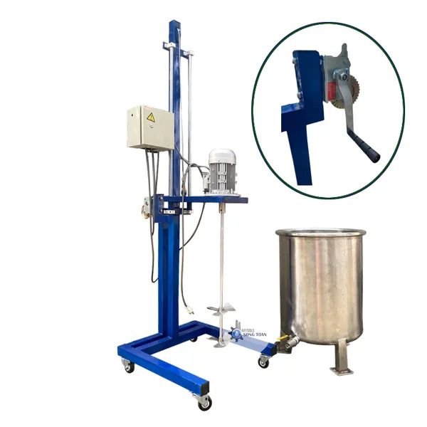 Máy Khuấy Hóa Chất Nâng Hạ Quay Tay Ròng Rọc