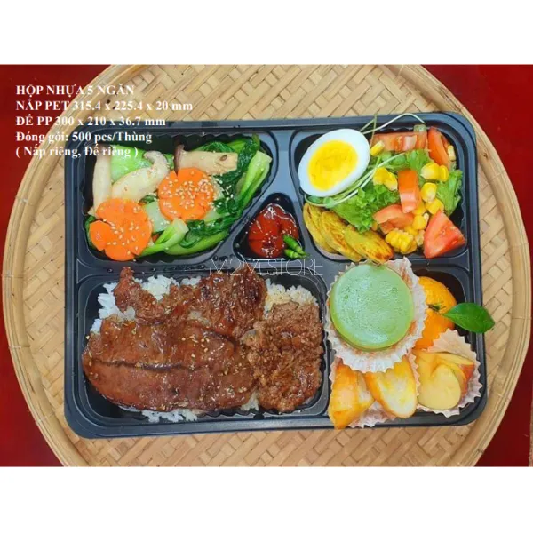 5 compartment plastic box