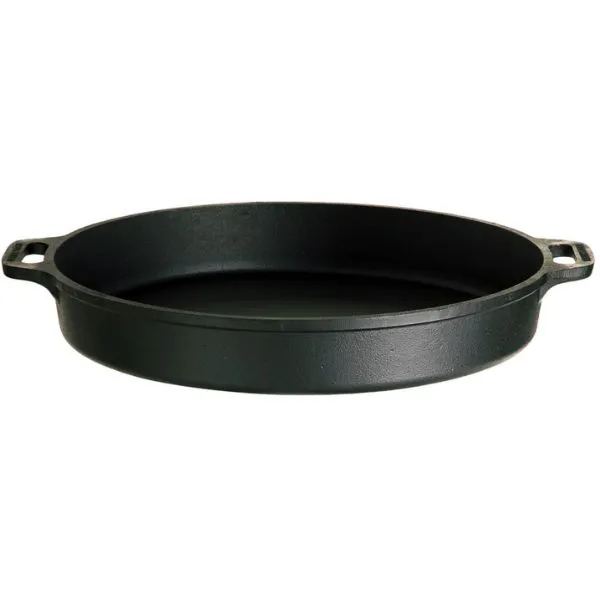 Large flat bottom cast iron pan