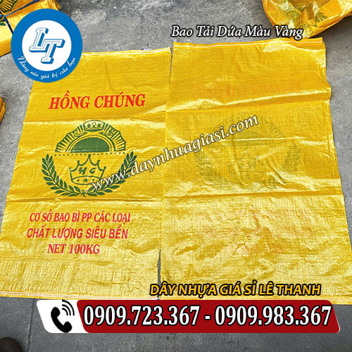 bao tải dứa màu vàng in logo thương hiệu bao tải dứa màu vàng in logo thương hiệu