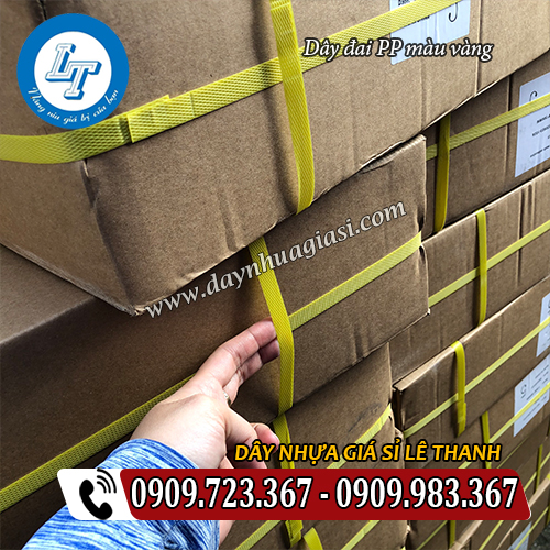 dây đai nhựa pp màu vàng đóng thùng carton dây đai nhựa pp màu vàng đóng thùng carton