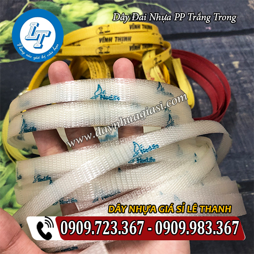 dây đai nhựa pp trắng trong in logo sắc nét dây đai nhựa pp trắng trong in logo sắc nét
