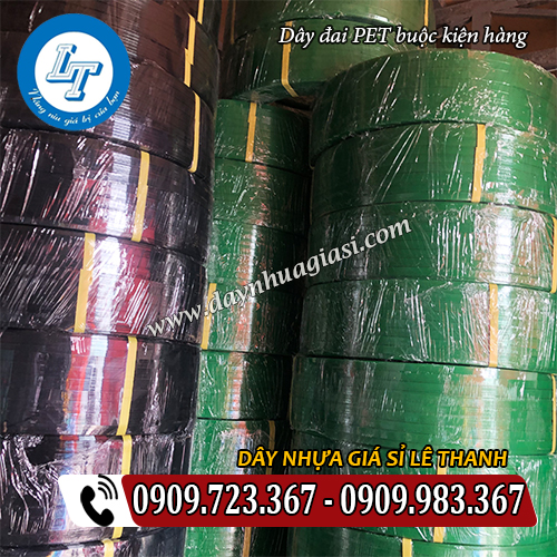 dây đai pet buộc kiện hàng giá rẻ màu xanh và đen dây đai pet buộc kiện hàng giá rẻ màu xanh và đen