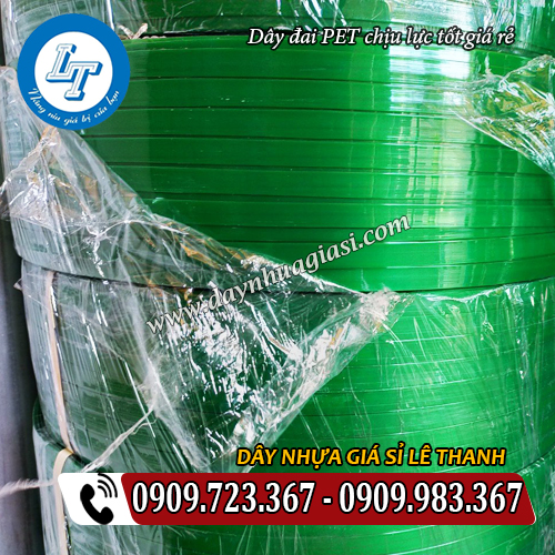 dây đai pet chịu lực bề mặt trơn bóng xanh lá dây đai pet chịu lực bề mặt trơn bóng xanh lá