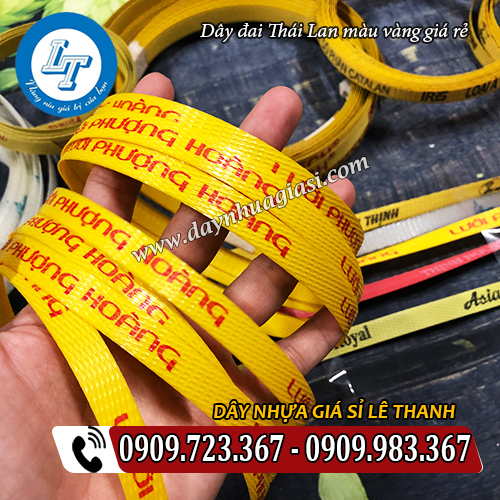 dây đai thái lan màu vàng giá rẻ in logo dây đai thái lan màu vàng giá rẻ in logo