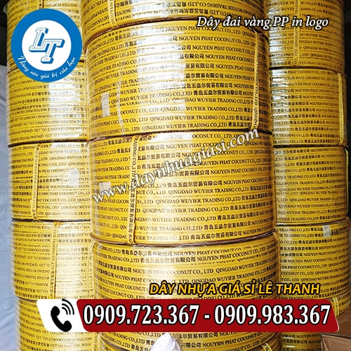 dây đai vàng pp in logo thương hiệu dây đai vàng pp in logo thương hiệu
