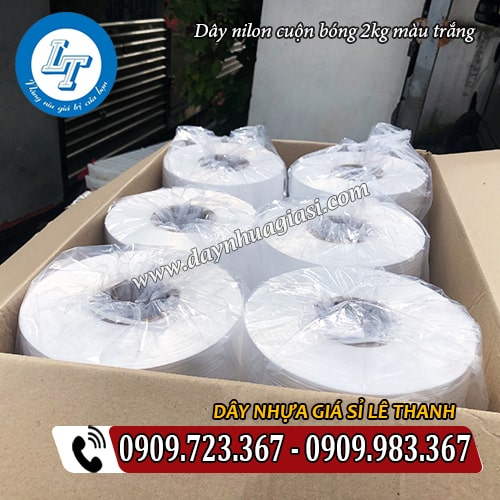 dây nilon cuộn bóng loại 2 kg màu trắng thùng 12 cuộn dây nilon cuộn bóng loại 2 kg màu trắng thùng 12 cuộn