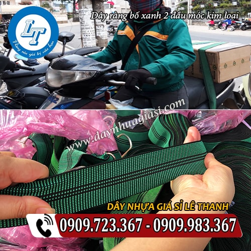 dây ràng bố xanh 2 đầu móc kim loại kéo giãn tốt dây ràng bố xanh 2 đầu móc kim loại kéo giãn tốt