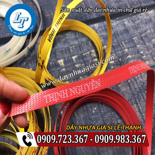 nhận sản xuất dây đai nhựa in chữ giá rẻ tận gốc nhận sản xuất dây đai nhựa in chữ giá rẻ tận gốc