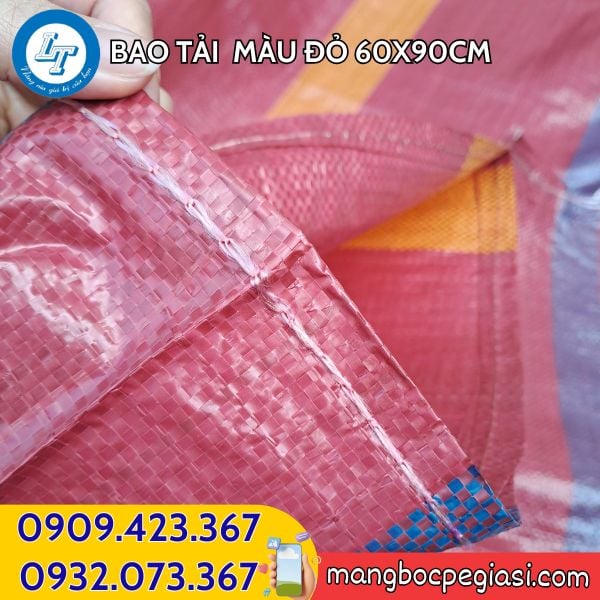Bao tải màu đỏ dày đẹp, may miệng chắc chắn Bao tải màu đỏ 60x90cm