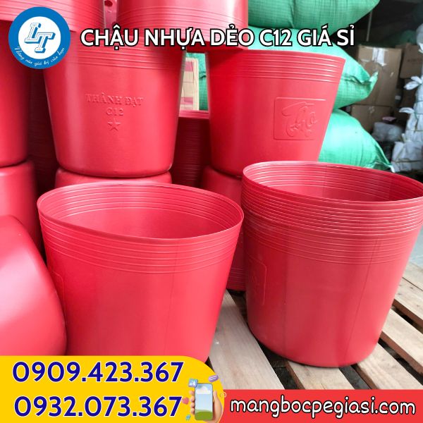 Chậu nhựa dẻo C12 màu đỏ Chậu nhựa dẻo C12