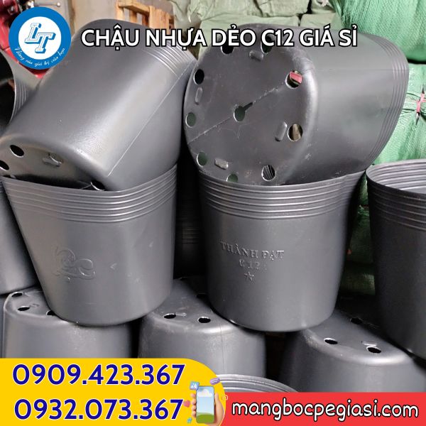 Chậu nhựa dẻo C12 màu đen Chậu nhựa dẻo C12