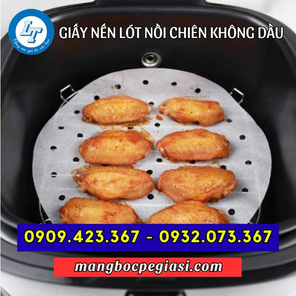 Giấy nến tròn đục lỗ lót nồi chiên Giấy nến tròn đục lỗ