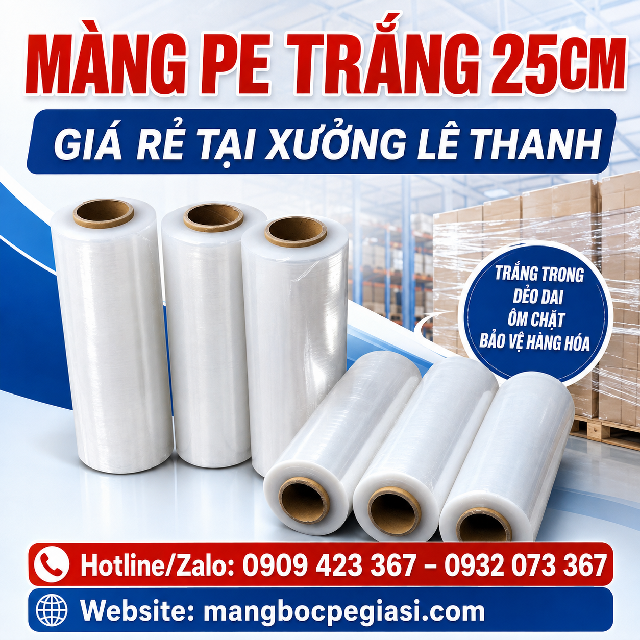 Màng PE bọc hàng 25cm Màng PE bọc hàng 25cm