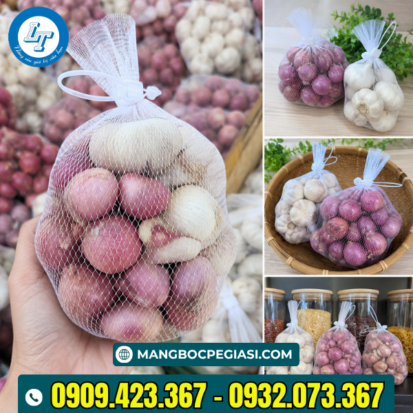 Túi lưới nhựa trắng đựng hành tỏi Ứng dụng