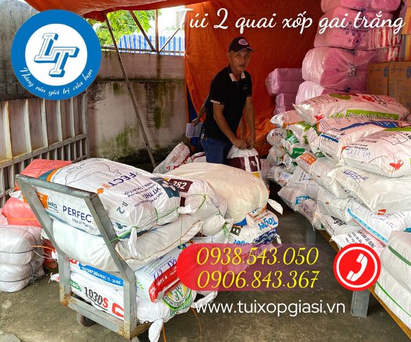 Túi 2 quai xốp gai màu trắng giá rẻ nhất hcm