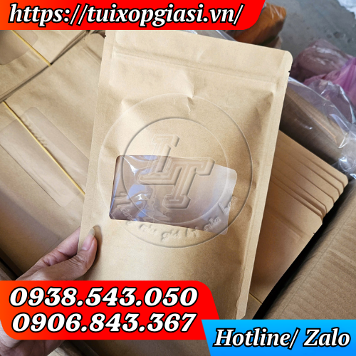 Túi zip giấy kraft cửa sổ nhỏ
