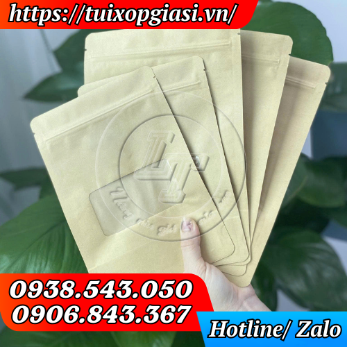 Túi zip giấy kraft cửa sổ nhỏ