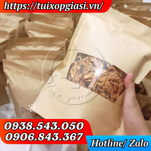 Túi zip giấy kraft cửa sổ nhỏ đựng bánh kẹo, đồ khô