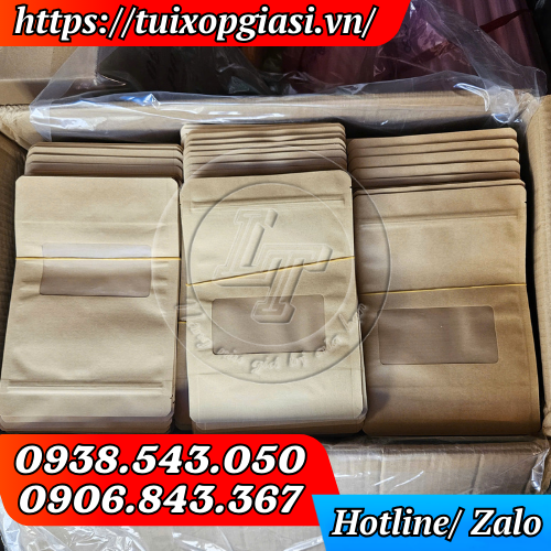 Bán buôn túi zip giấy kraft cửa sổ nhỏ giá sỉ tận gốc