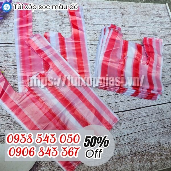 Túi xốp sọc màu đỏ