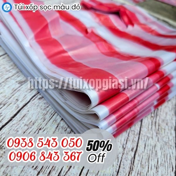 Túi xốp sọc màu đỏ