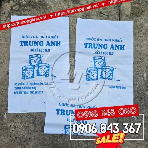 Bao tải đựng nước đá in