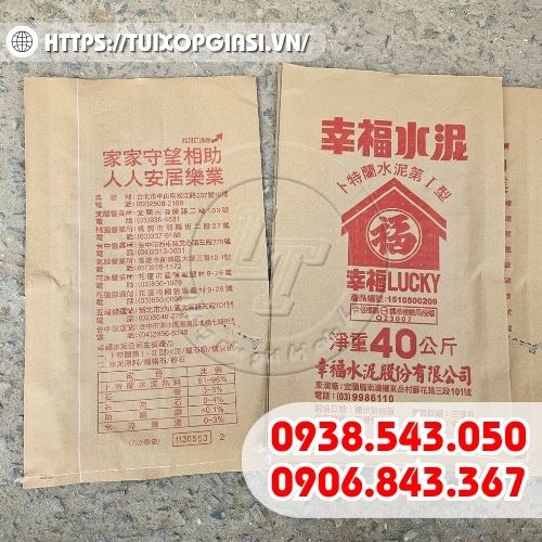 Bao tải giấy xi măng in chữ