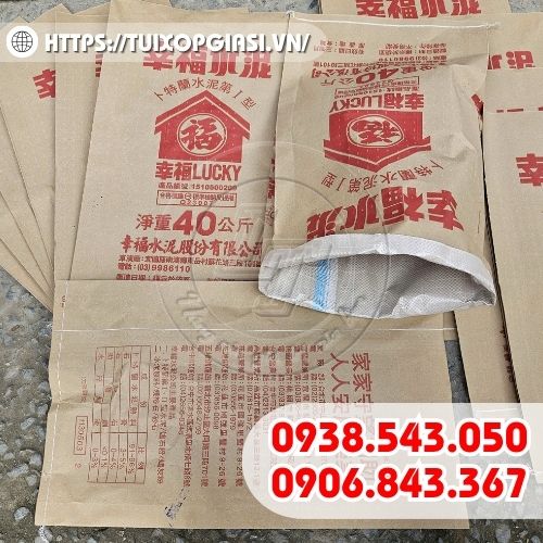 Bao tải giấy xi măng in chữ hàng sẵn kho Lê Thanh