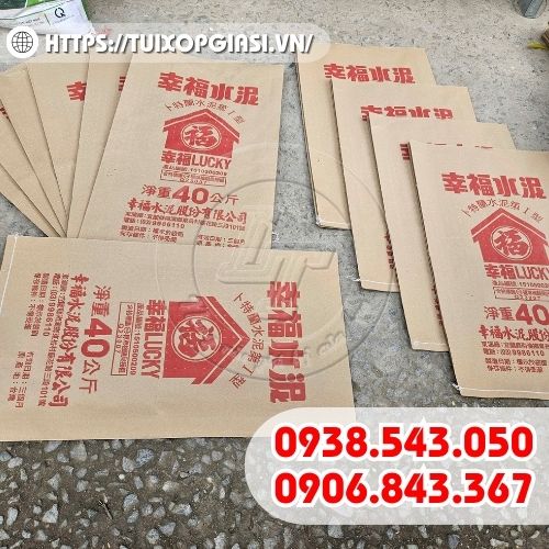 Bao tải giấy xi măng in chữ giá sỉ, nguồn hàng luôn có sẵn