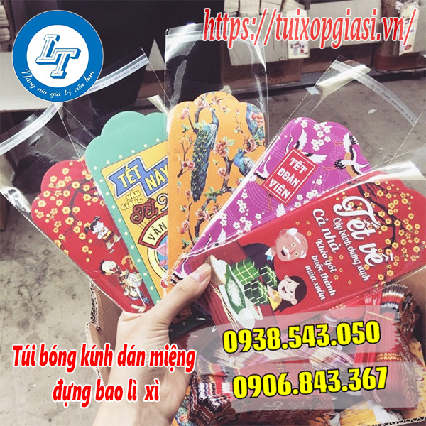 Bịch bóng kính dán miệng đựng bao lì xì